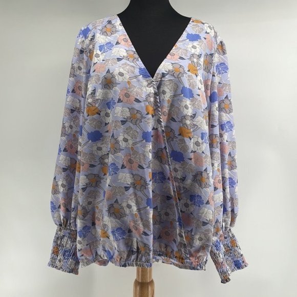 mellowday floral shirt blouse high low tunic stretch waist sz 2X plus size NWT - Picture 1 of 8